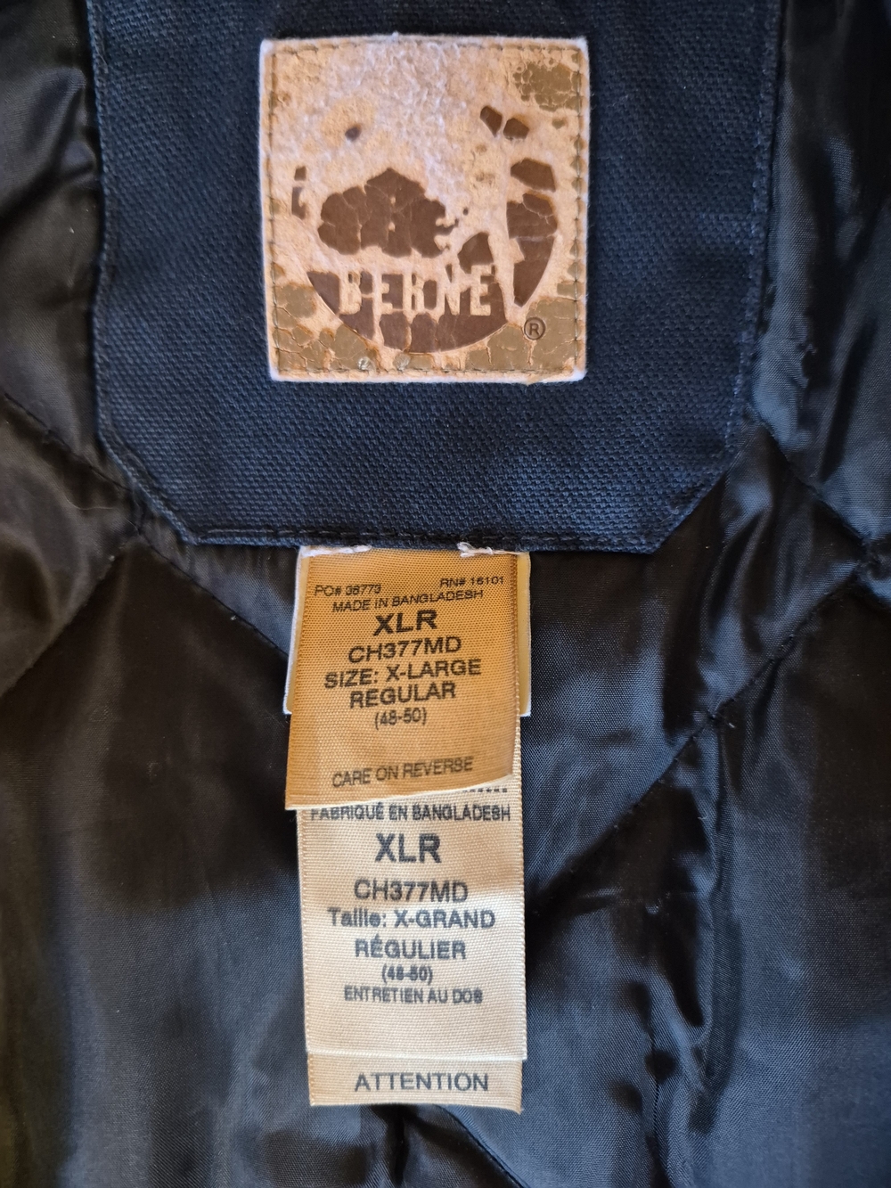 Berne Men’s XL Regular Insulated Duck Canvas Work Coat Jacket Navy CH377MD - Picture 8 of 9